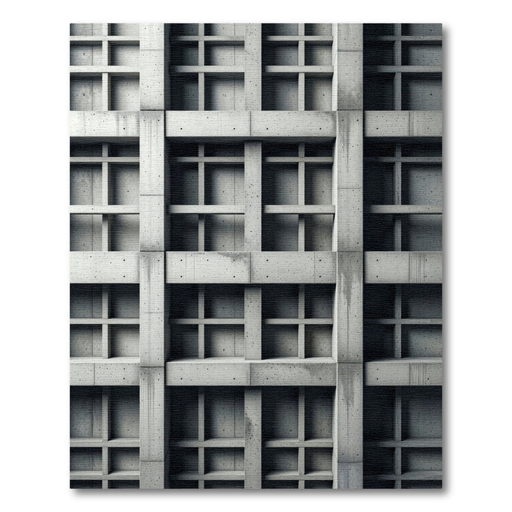 Gray Concrete Brutalist Grid Rug