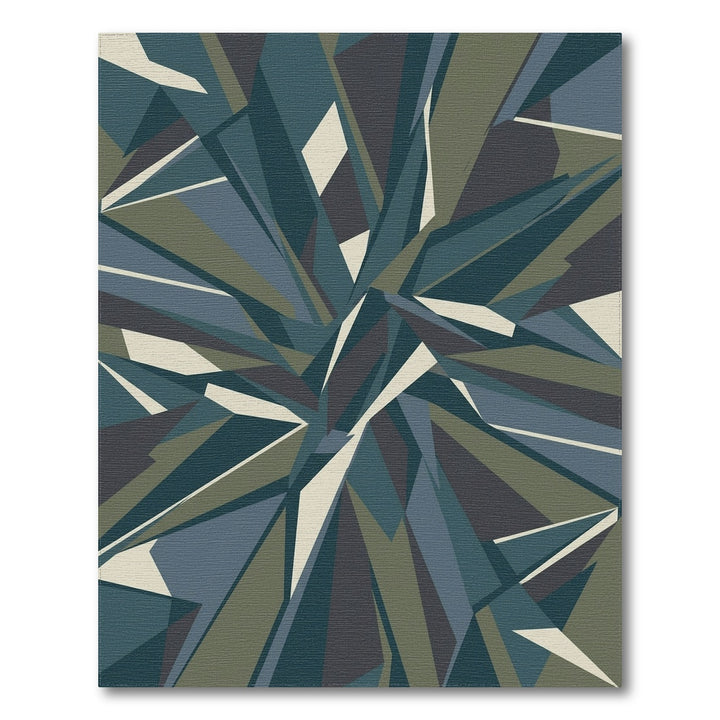 Abstract Forest Green Geometric Shatter Rug