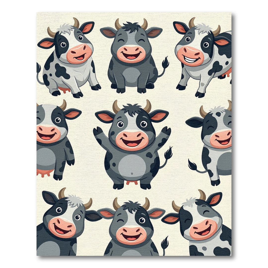 Cute Cartoon Cow Herd Rug