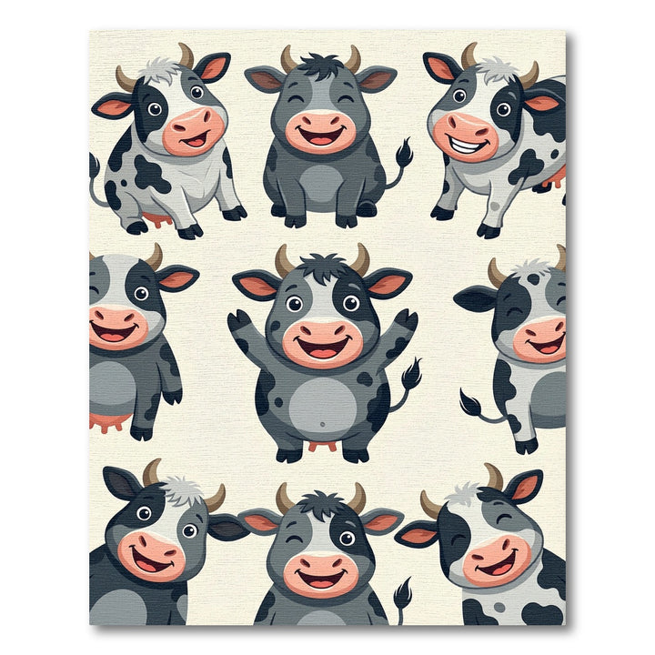 Cute Cartoon Cow Herd Rug