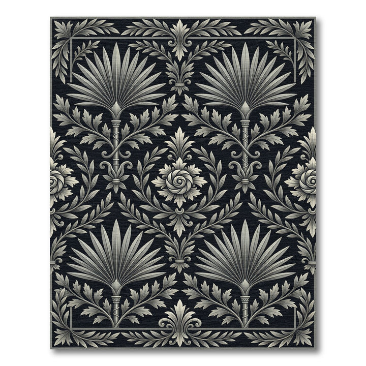 Art Nouveau Black Palm Leaf Rug