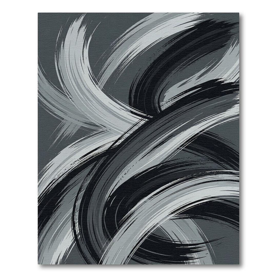 Abstract Gray Brushstroke Swirl Rug