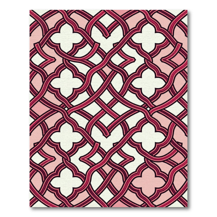 Crimson Interlocking Quatrefoil Lattice Rug