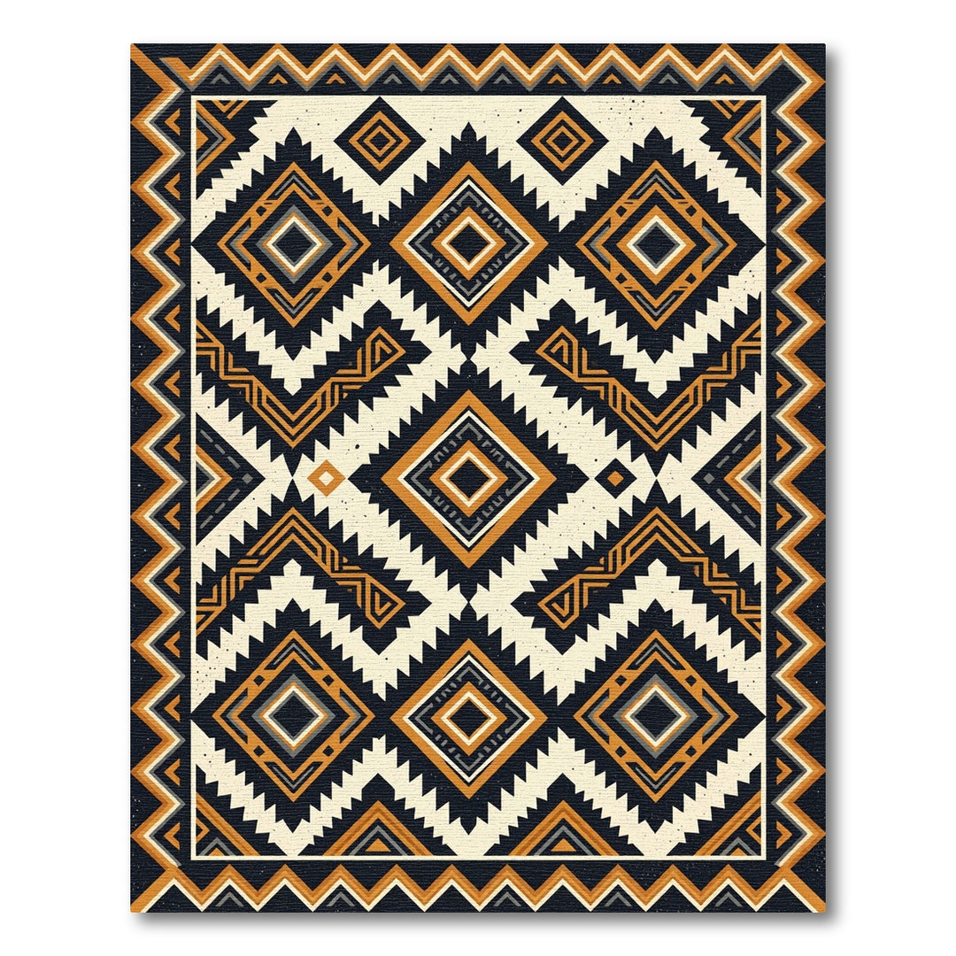 Aztec Ochre Tribal Diamond Rug