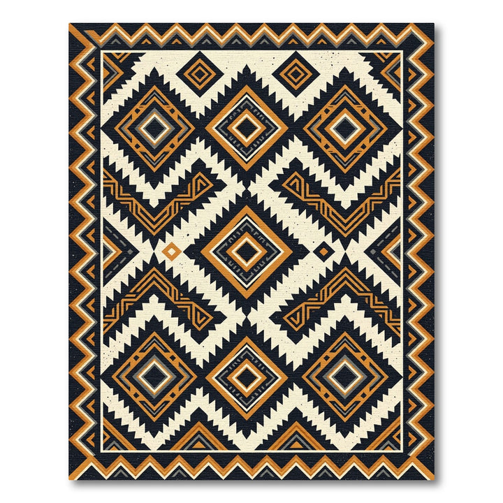 Aztec Ochre Tribal Diamond Rug