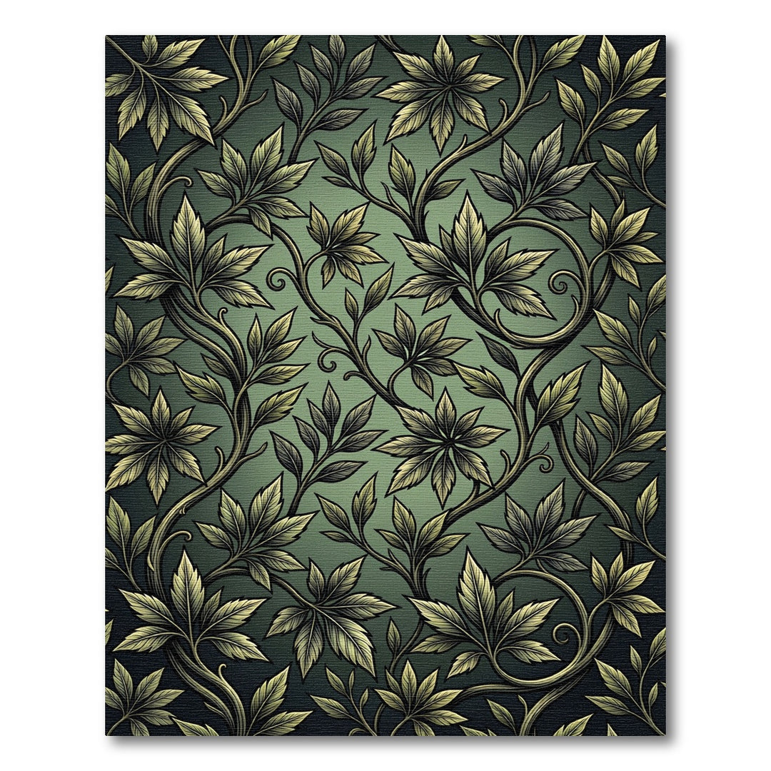 Dark Forest Green Vine Foliage Rug