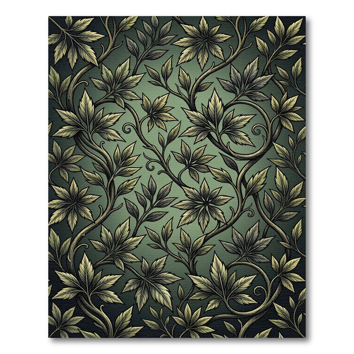 Dark Forest Green Vine Foliage Rug