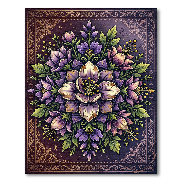 Elegant Purple Floral Botanical Rug