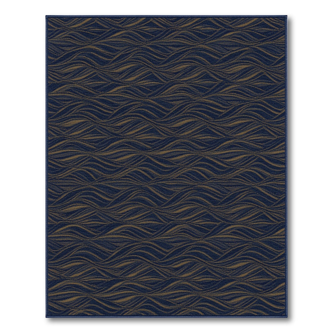 Navy Gold Wavy Wave Area Rug