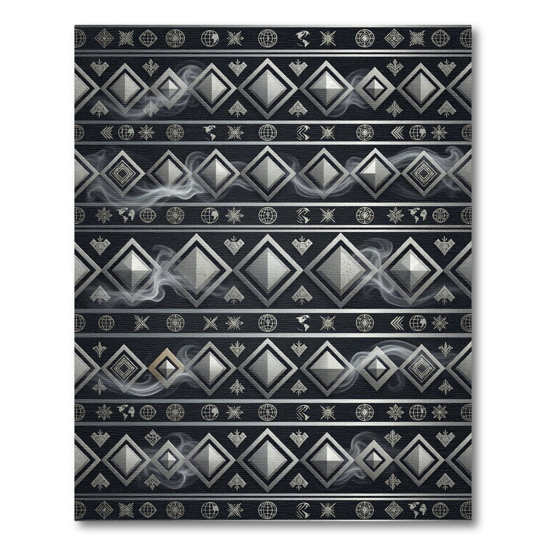 Silver Diamond Geometric Band Rug