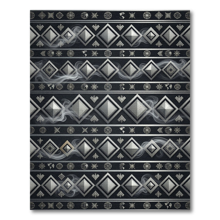 Silver Diamond Geometric Band Rug