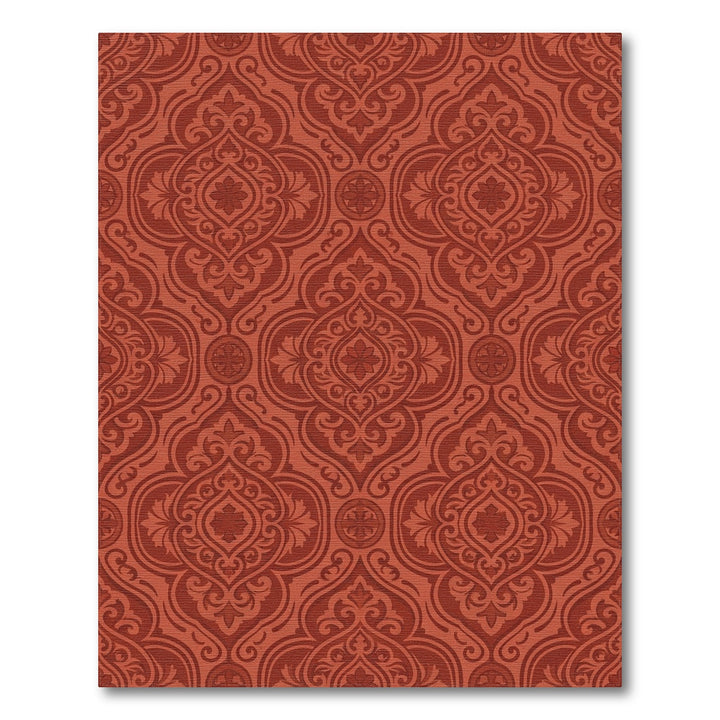 Rich Terracotta Damask Floral Medallion Rug