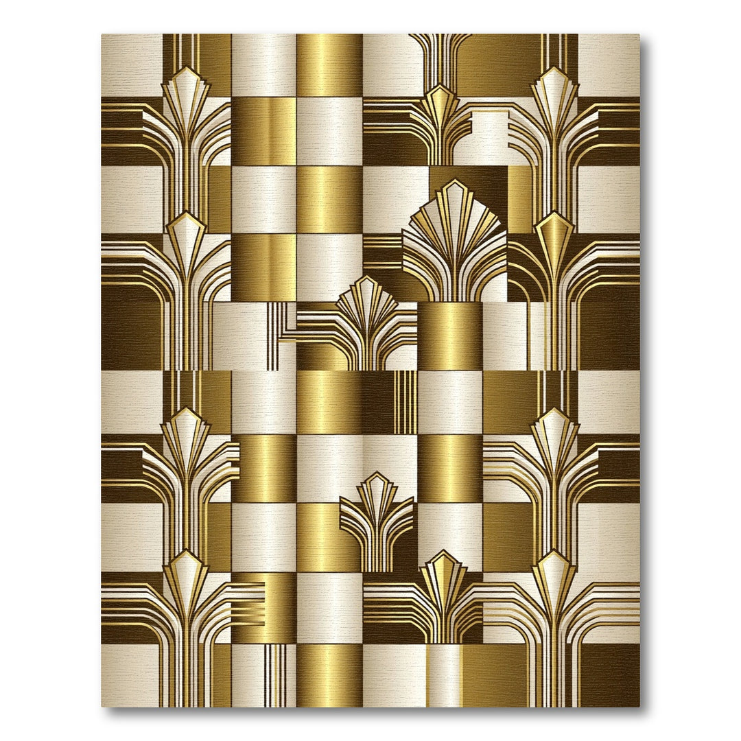 Art Deco Gold Fan Geometric Harmony Rug