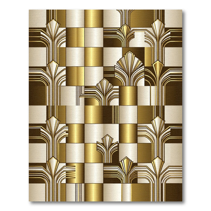 Art Deco Gold Fan Geometric Harmony Rug
