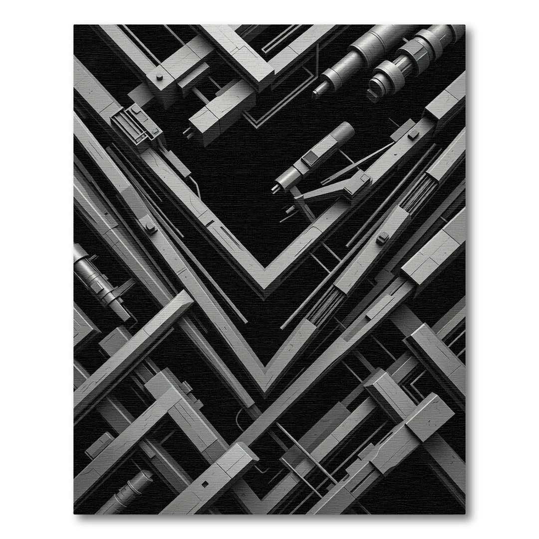 Monochromatic Abstract Geometric Structure Rug