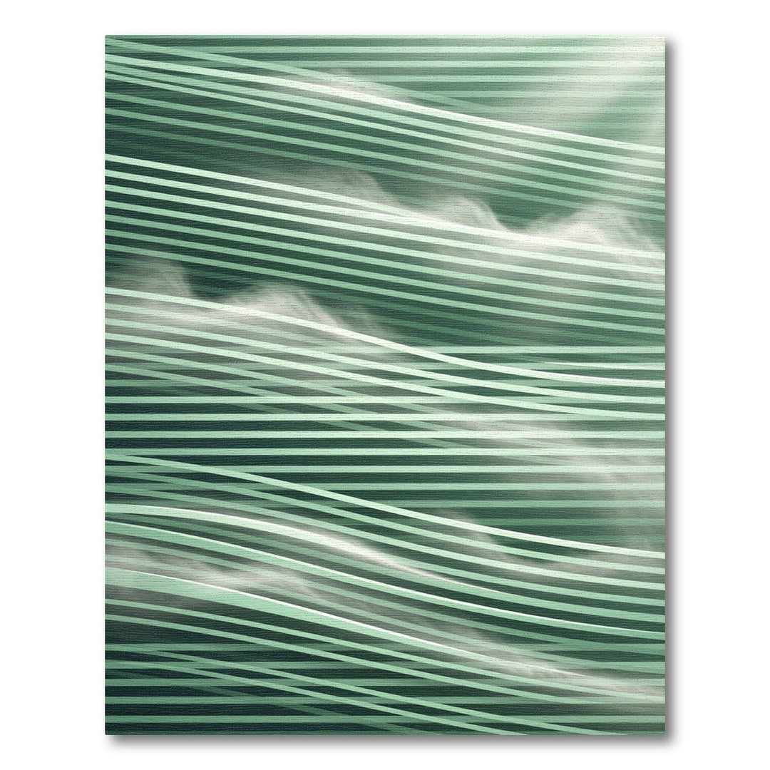 Emerald Green Abstract Woven Stripe Rug