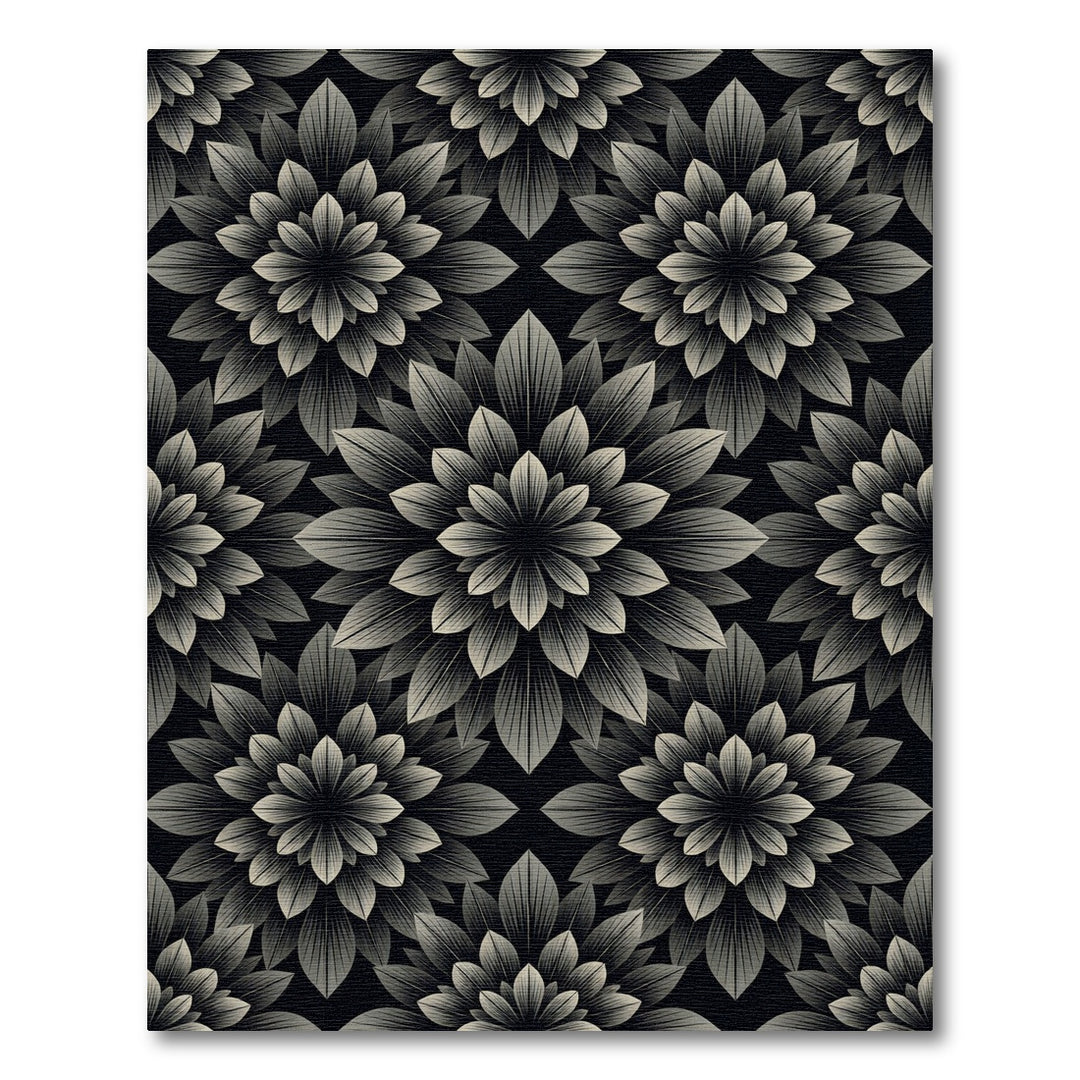 Monochromatic Floral Mandala Rug
