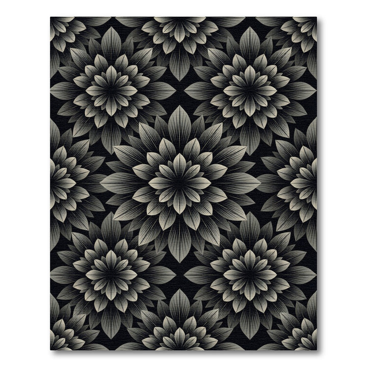 Monochromatic Floral Mandala Rug
