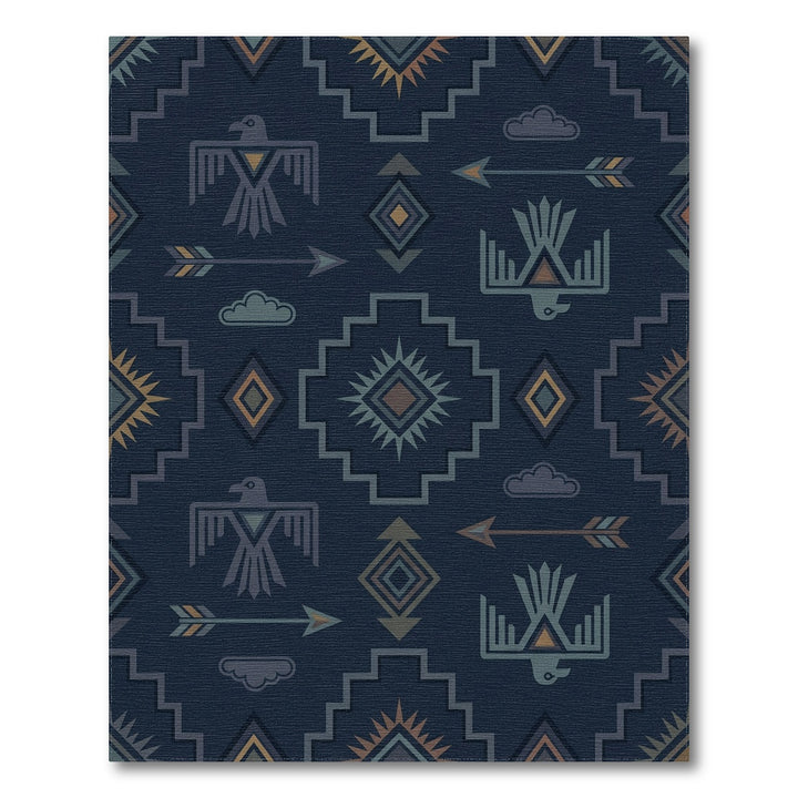 Navajo Blue Thunderbird Arrow Cloud Rug