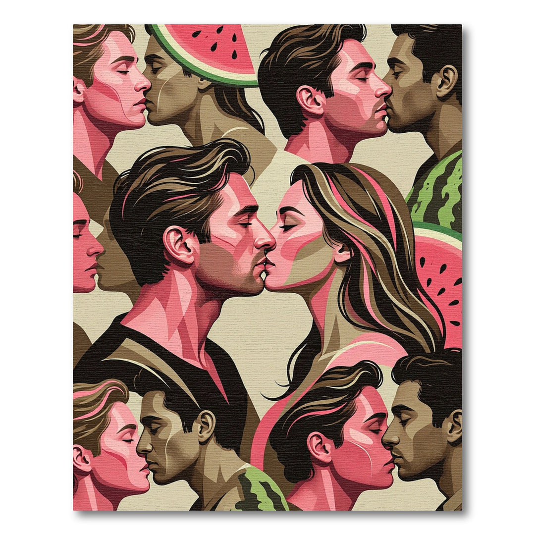 Bold Pop Art Kisses Watermelon Rug