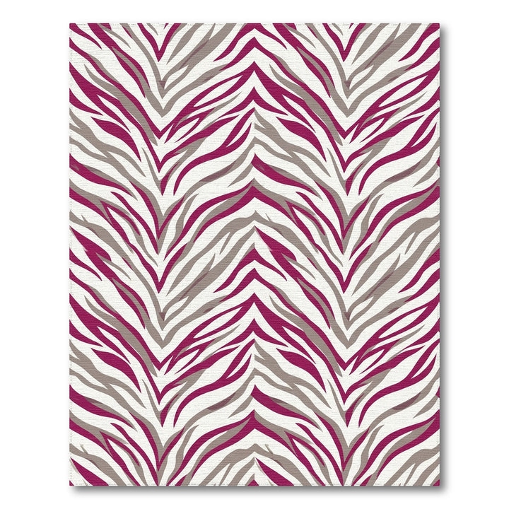 Magenta Gray Animal Print Stripes Rug