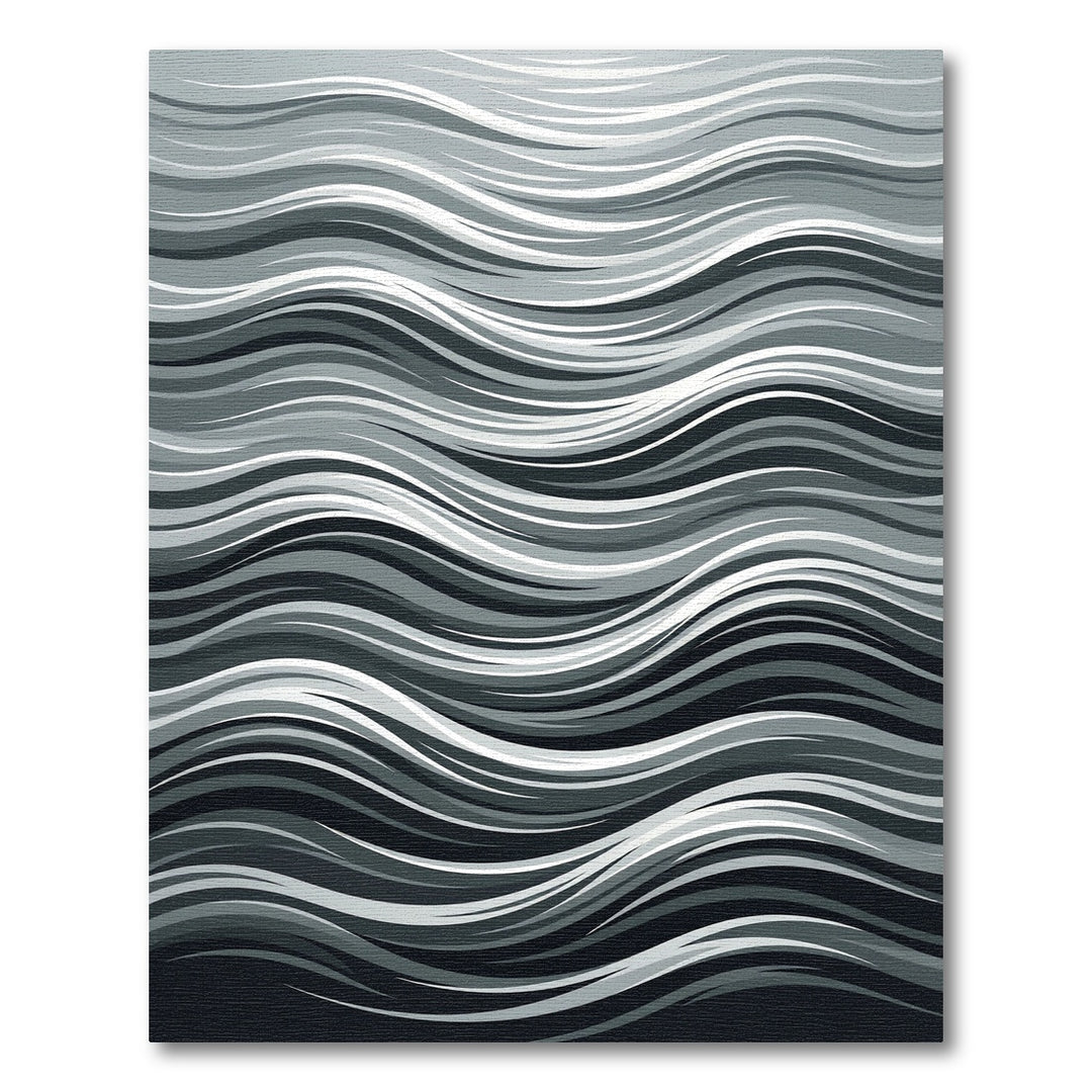 Wavy Gray Abstract Stripe Rug