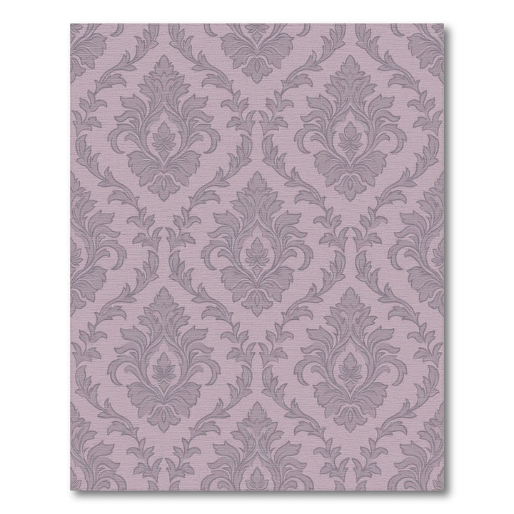 Grey Damask Scrollwork Floral Rug