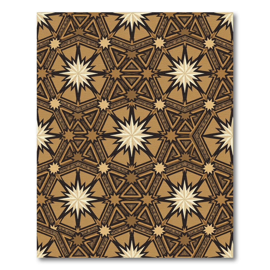 Golden Starburst Geometric Medallion Rug