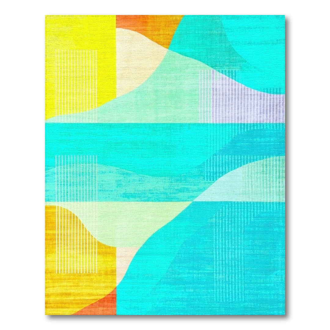 Abstract Area Multi-color and Patterns Vibrant Abstract Wave Multi-Color Area Rug