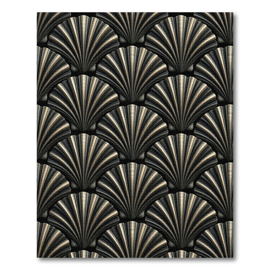 Art Deco Black Gold Scallop Rug