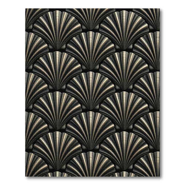 Art Deco Black Gold Scallop Rug