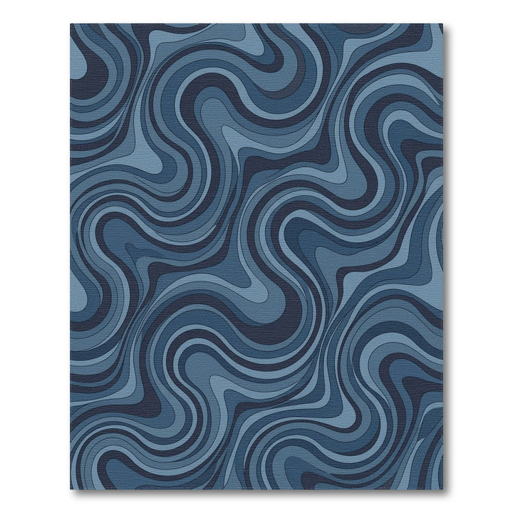 Indigo Swirling Stripe Abstract Rug