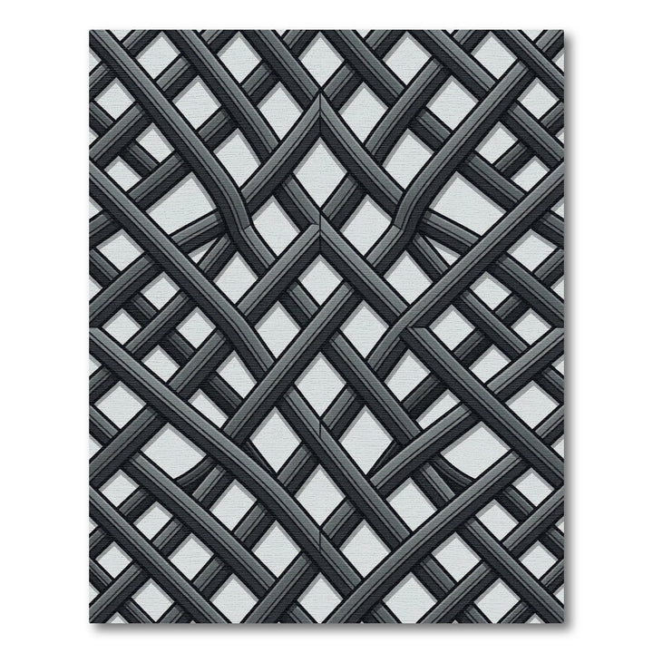 Modern Gray Interwoven Lattice Rug