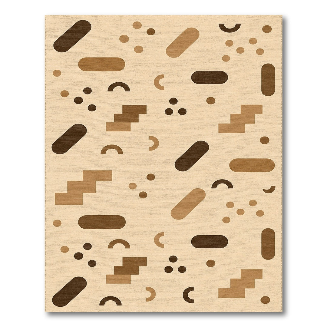 Geometric Modern Geometric Brown Tan Washable Area Rug