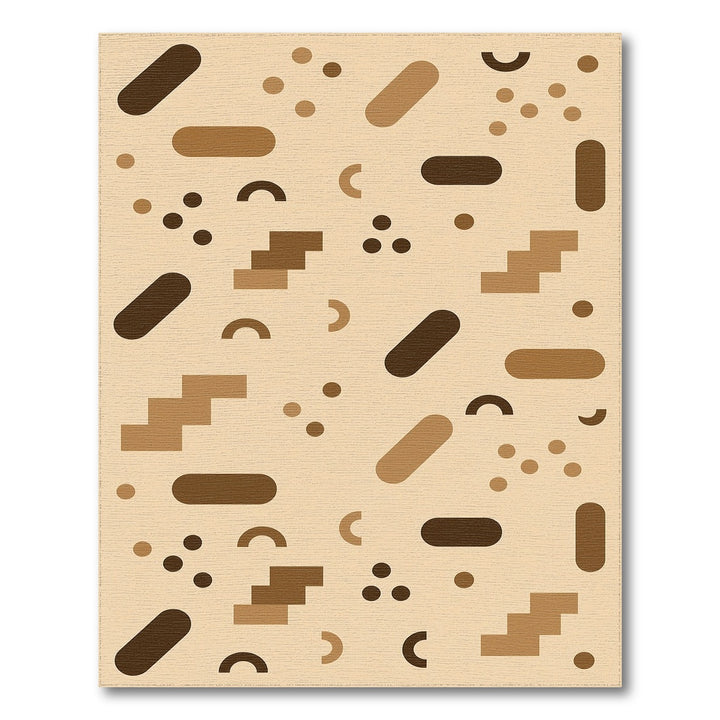 Geometric Modern Geometric Brown Tan Washable Area Rug