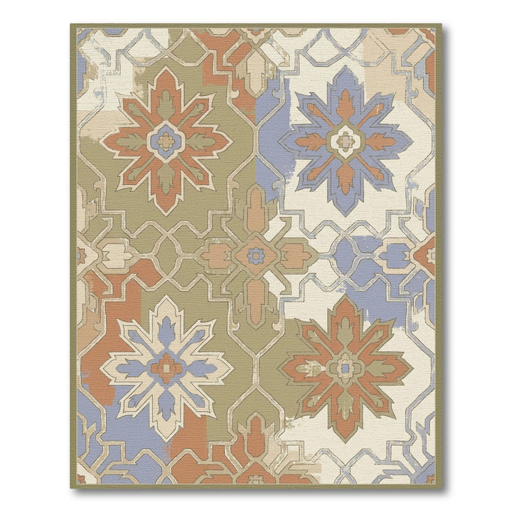 Terracotta Blue Medallion Patchwork Rug