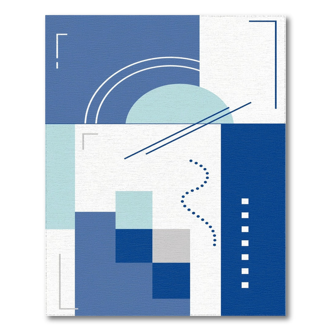 Navy Blue Teal Geometric Area Rug