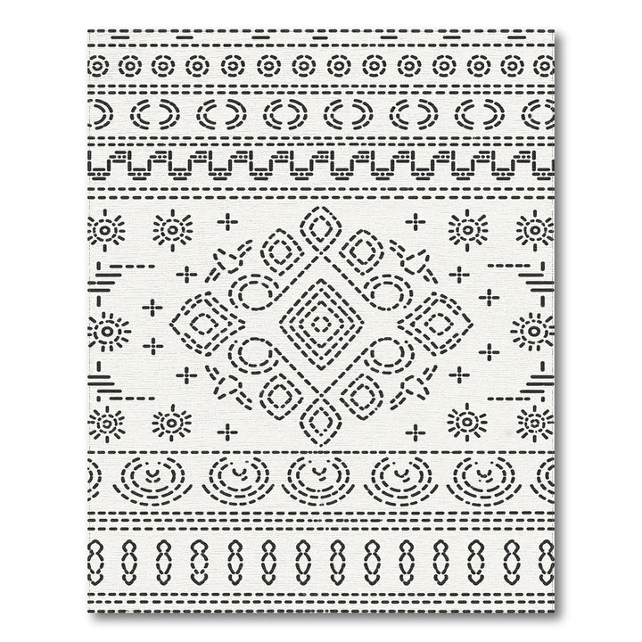 Black White Heritage Tribal Area Rug