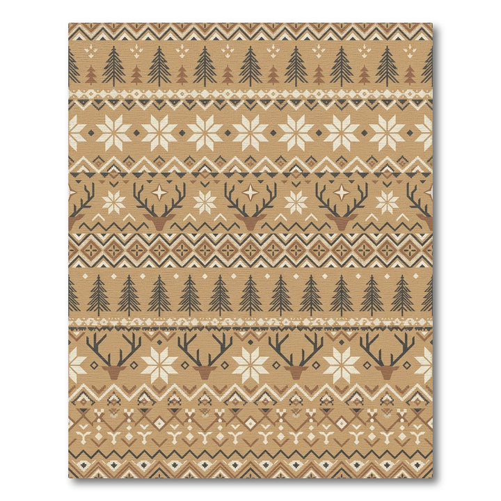 Rustic Deer and Trees Nordic Knit Rug