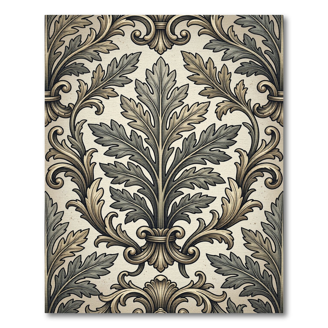 Antique Golden Leaf Scrollwork Rug