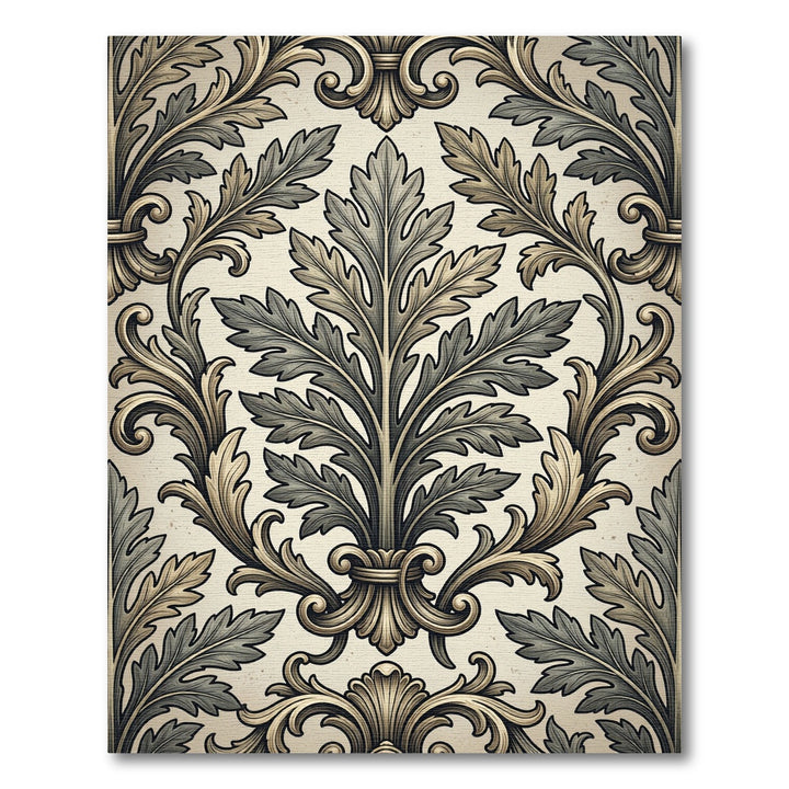 Antique Golden Leaf Scrollwork Rug