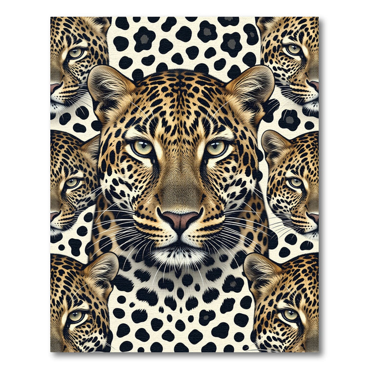 Leopard Faces With Spotted Background Rug