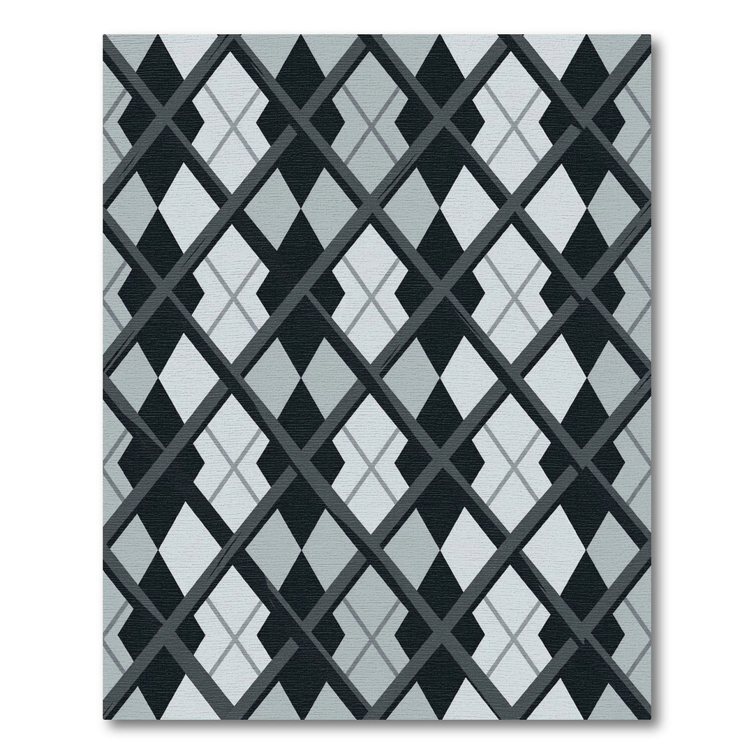 Monochromatic Geometric Diamond Weave Rug