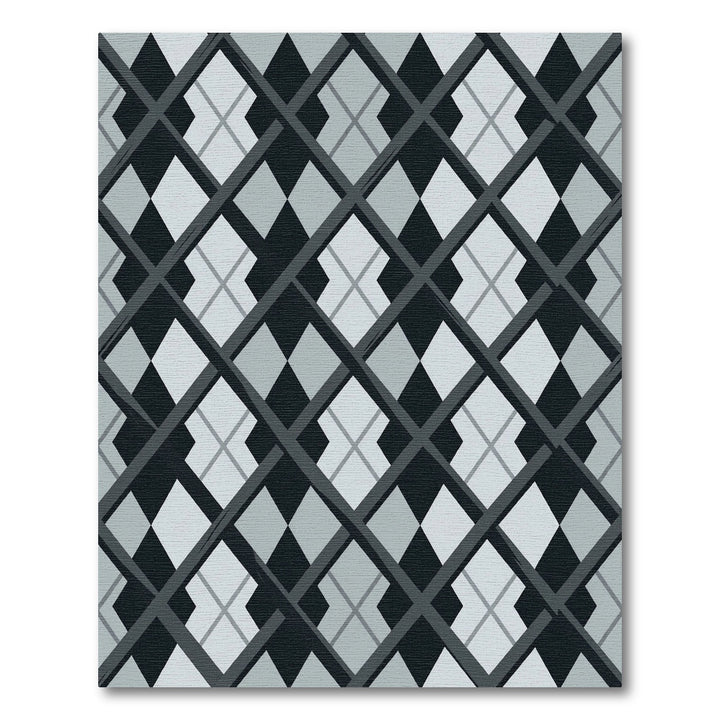 Monochromatic Geometric Diamond Weave Rug
