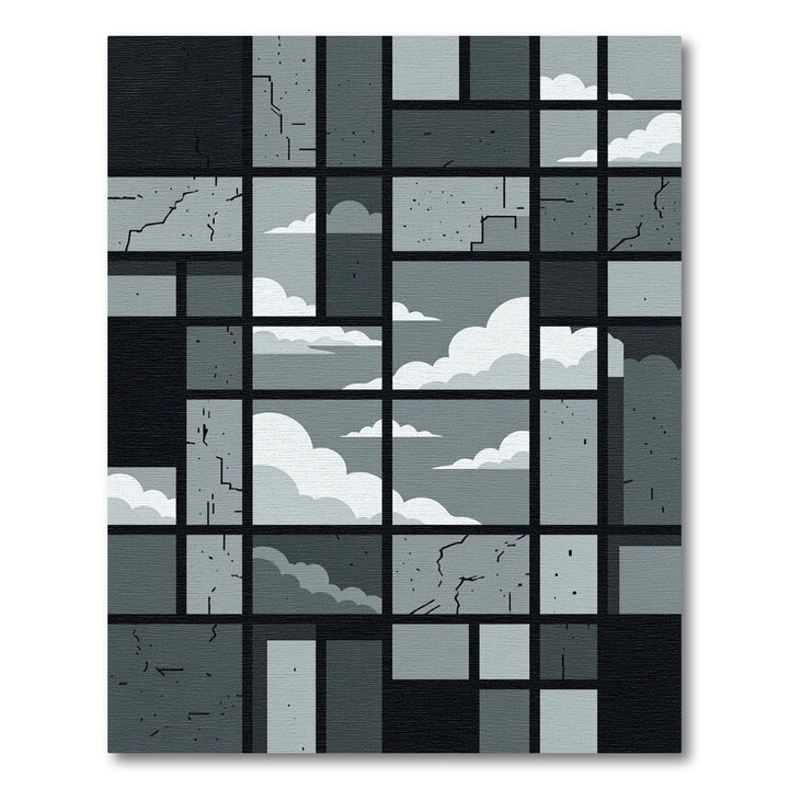 Monochromatic Cloudy Window Pane Rug