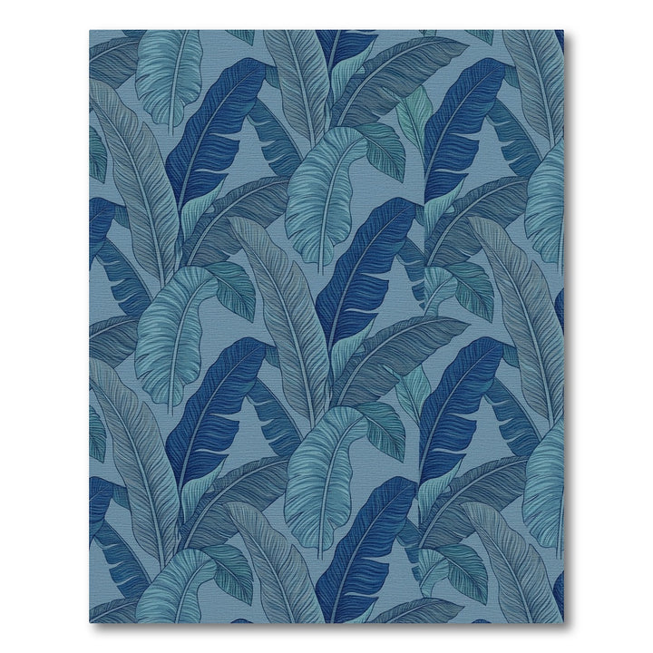 Deep Blue Tropical Banana Leaf Rug