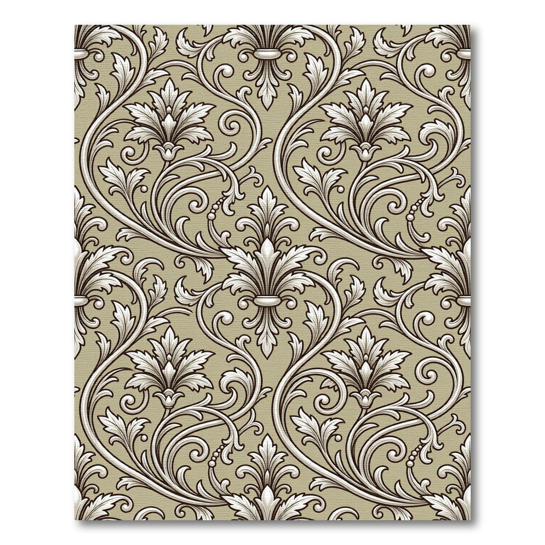 Elegant Tan Acanthus Leaf Area Rug
