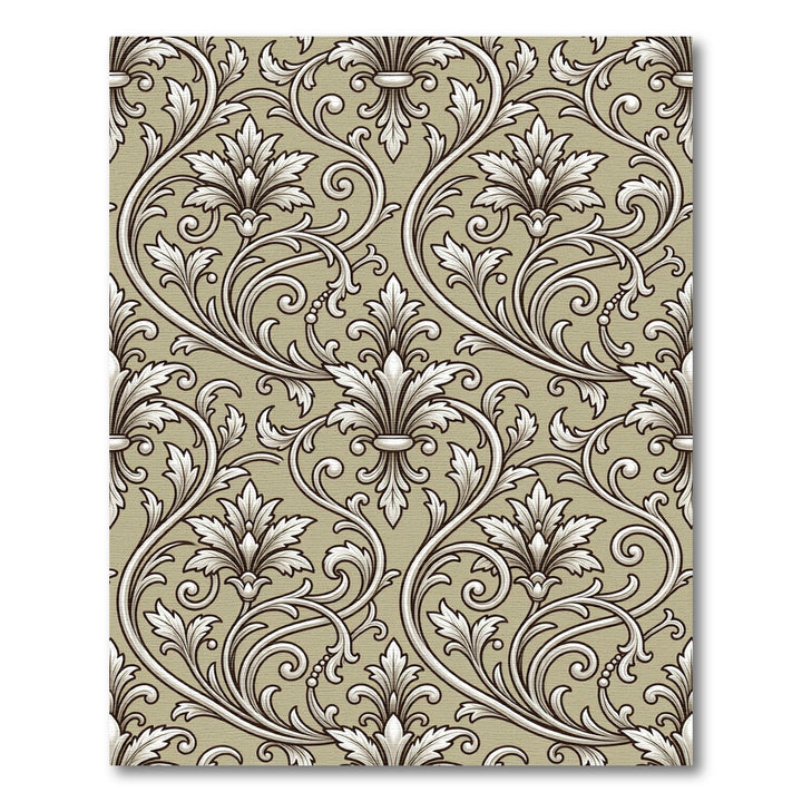 Elegant Tan Acanthus Leaf Area Rug