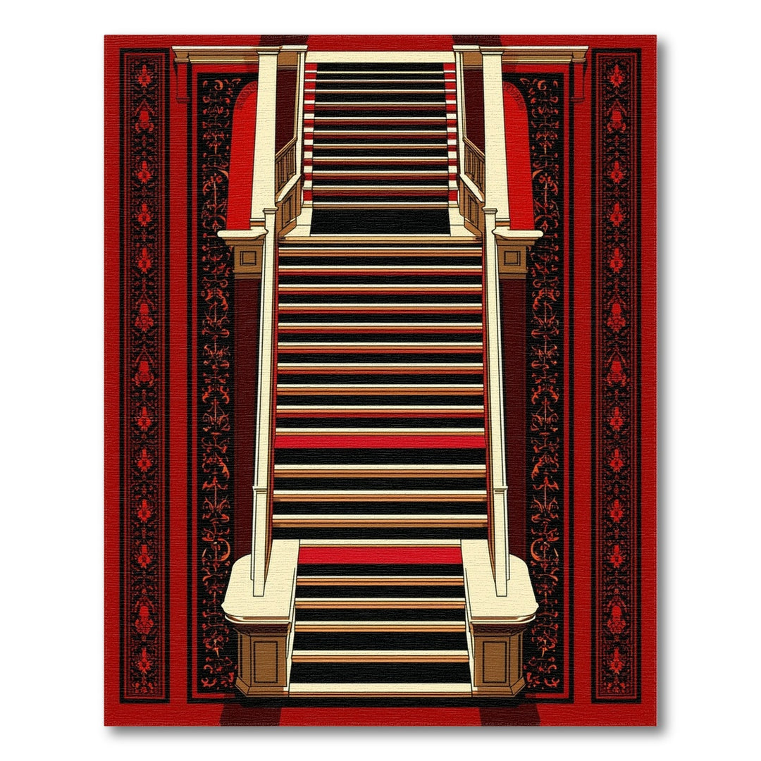 Red and Black Striped Traditional Runner Rug