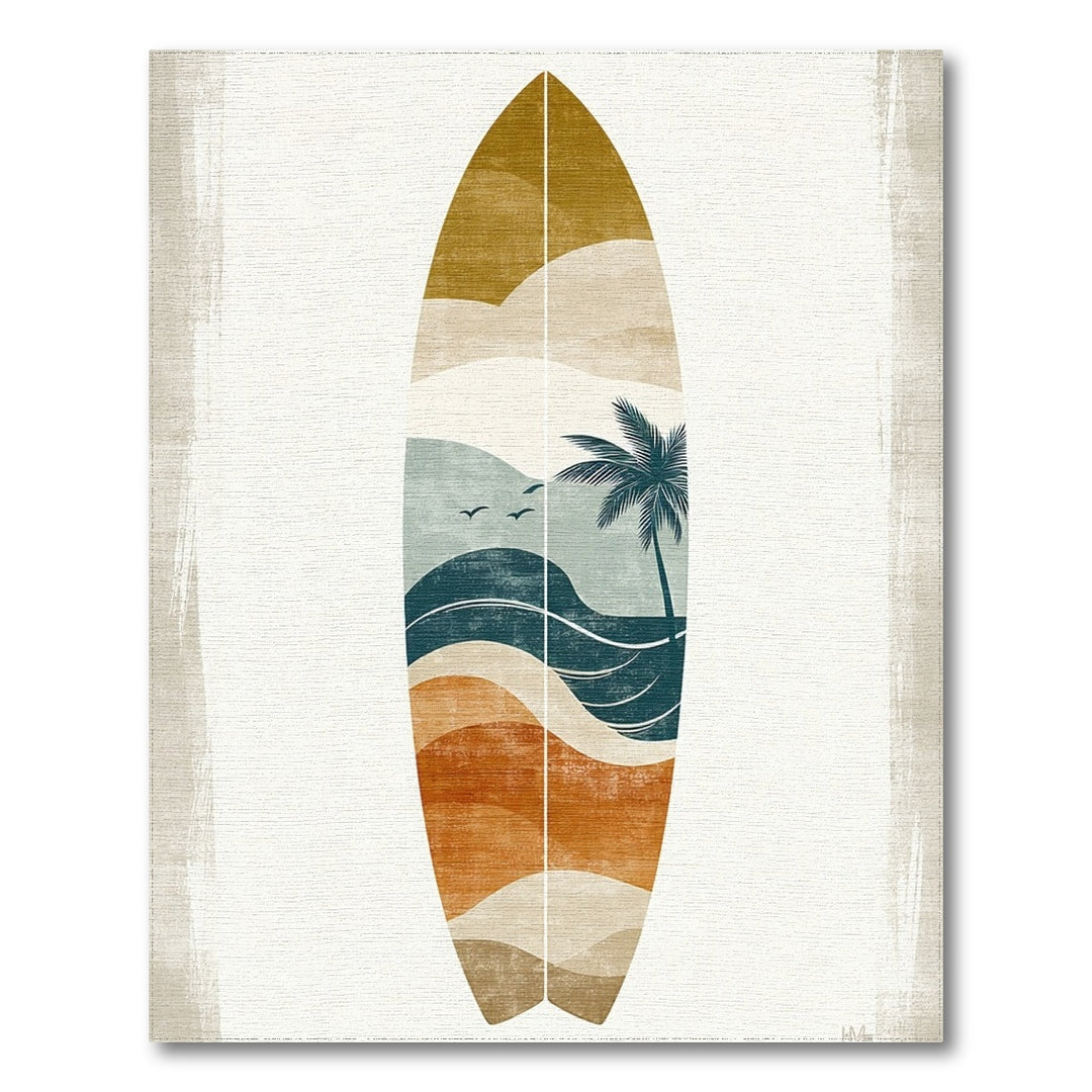 Coastal Surfboard Palm Tree Area Rug
